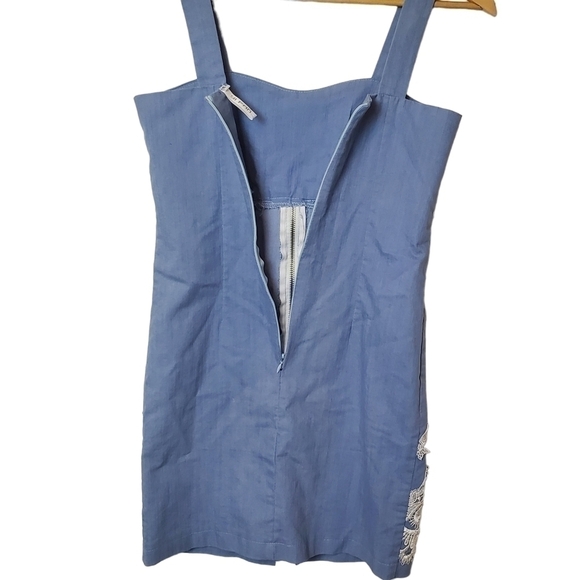 Silhouette Sphaget Strap Denim Dress  with Scalloped Lace Size S - Picture 6 of 13